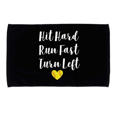 Funny Softball Baseball Hit Hard Run Fast Turn Left Cute Gift Microfiber Hand Towel