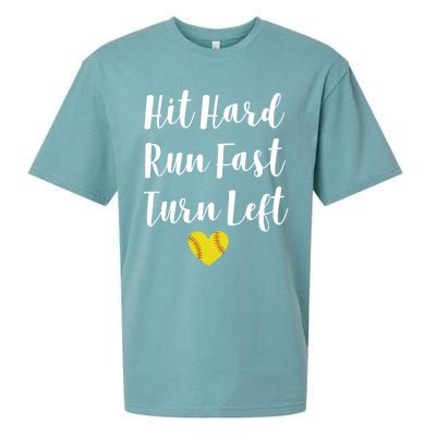 Funny Softball Baseball Hit Hard Run Fast Turn Left Cute Gift Sueded Cloud Jersey T-Shirt