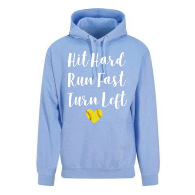 Funny Softball Baseball Hit Hard Run Fast Turn Left Cute Gift Unisex Surf Hoodie