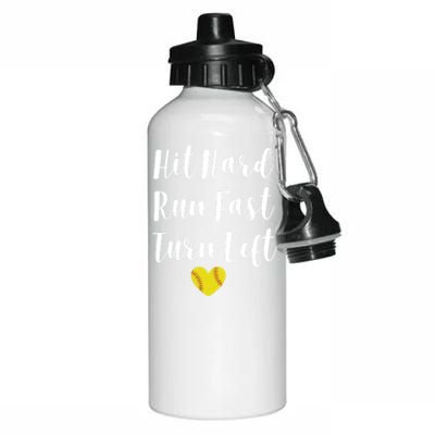 Funny Softball Baseball Hit Hard Run Fast Turn Left Cute Gift Aluminum Water Bottle 