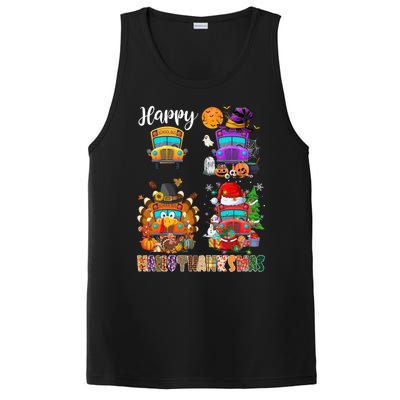 Funny School Bus Witch Turkey Santa Happy Hallothanksmas Gift PosiCharge Competitor Tank