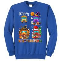 Funny School Bus Witch Turkey Santa Happy Hallothanksmas Gift Sweatshirt