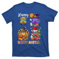 Funny School Bus Witch Turkey Santa Happy Hallothanksmas Gift T-Shirt