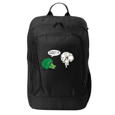 Funny Scared Broccoli By Ghost Cauliflower Funny Vegetarian Gift City Backpack