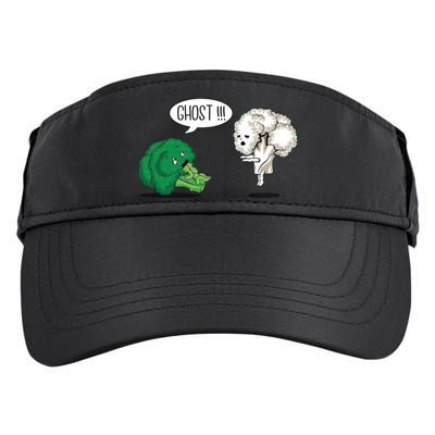 Funny Scared Broccoli By Ghost Cauliflower Funny Vegetarian Gift Adult Drive Performance Visor