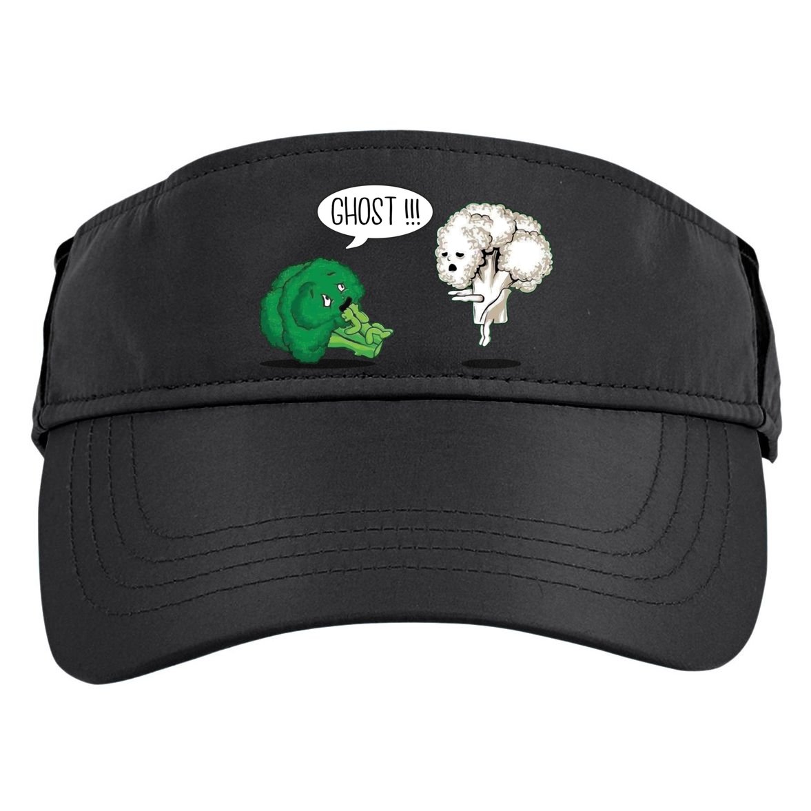 Funny Scared Broccoli By Ghost Cauliflower Funny Vegetarian Gift Adult Drive Performance Visor