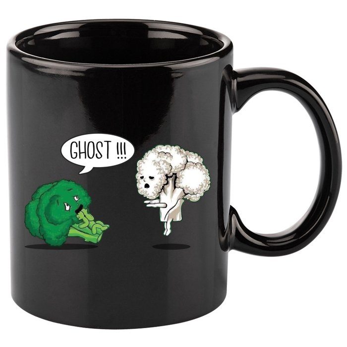 Funny Scared Broccoli By Ghost Cauliflower Funny Vegetarian Gift 11oz C Handle Ceramic Mug
