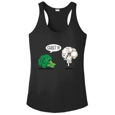 Funny Scared Broccoli By Ghost Cauliflower Funny Vegetarian Gift Ladies PosiCharge Competitor Racerback Tank