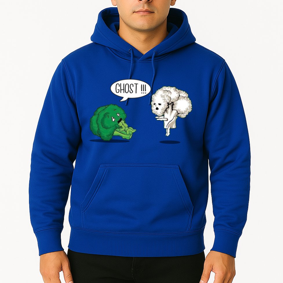 Funny Scared Broccoli By Ghost Cauliflower Funny Vegetarian Gift Hoodie