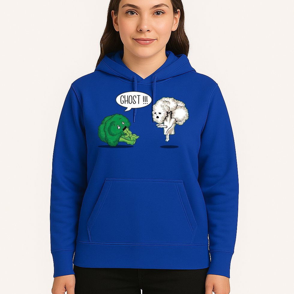 Funny Scared Broccoli By Ghost Cauliflower Funny Vegetarian Gift Hoodie