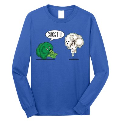 Funny Scared Broccoli By Ghost Cauliflower Funny Vegetarian Gift Long Sleeve Shirt