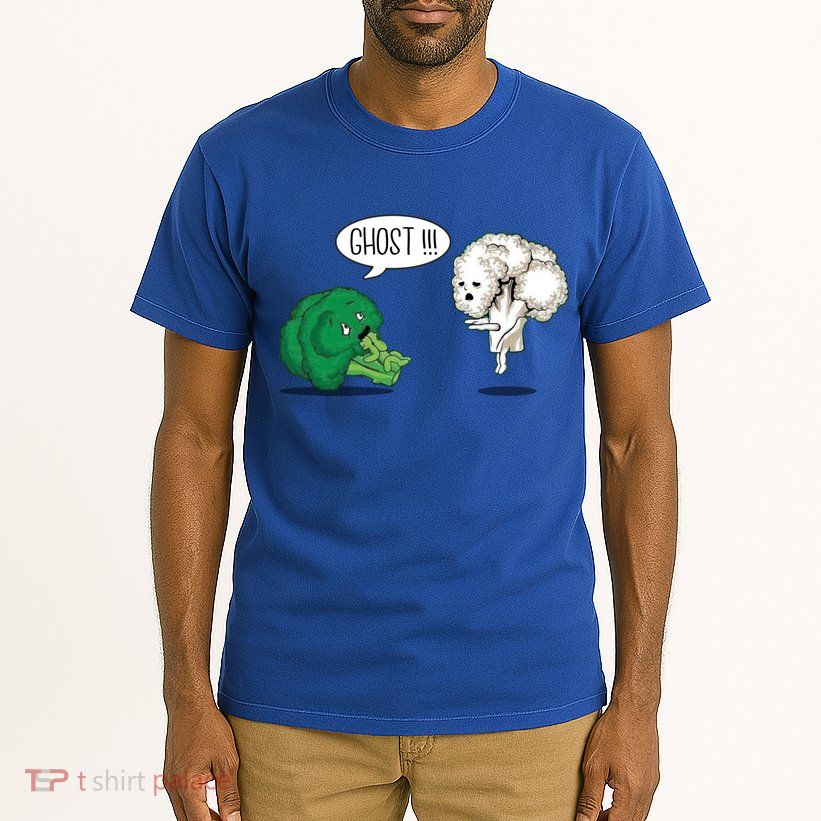 Funny Scared Broccoli By Ghost Cauliflower Funny Vegetarian Gift Tall T-Shirt