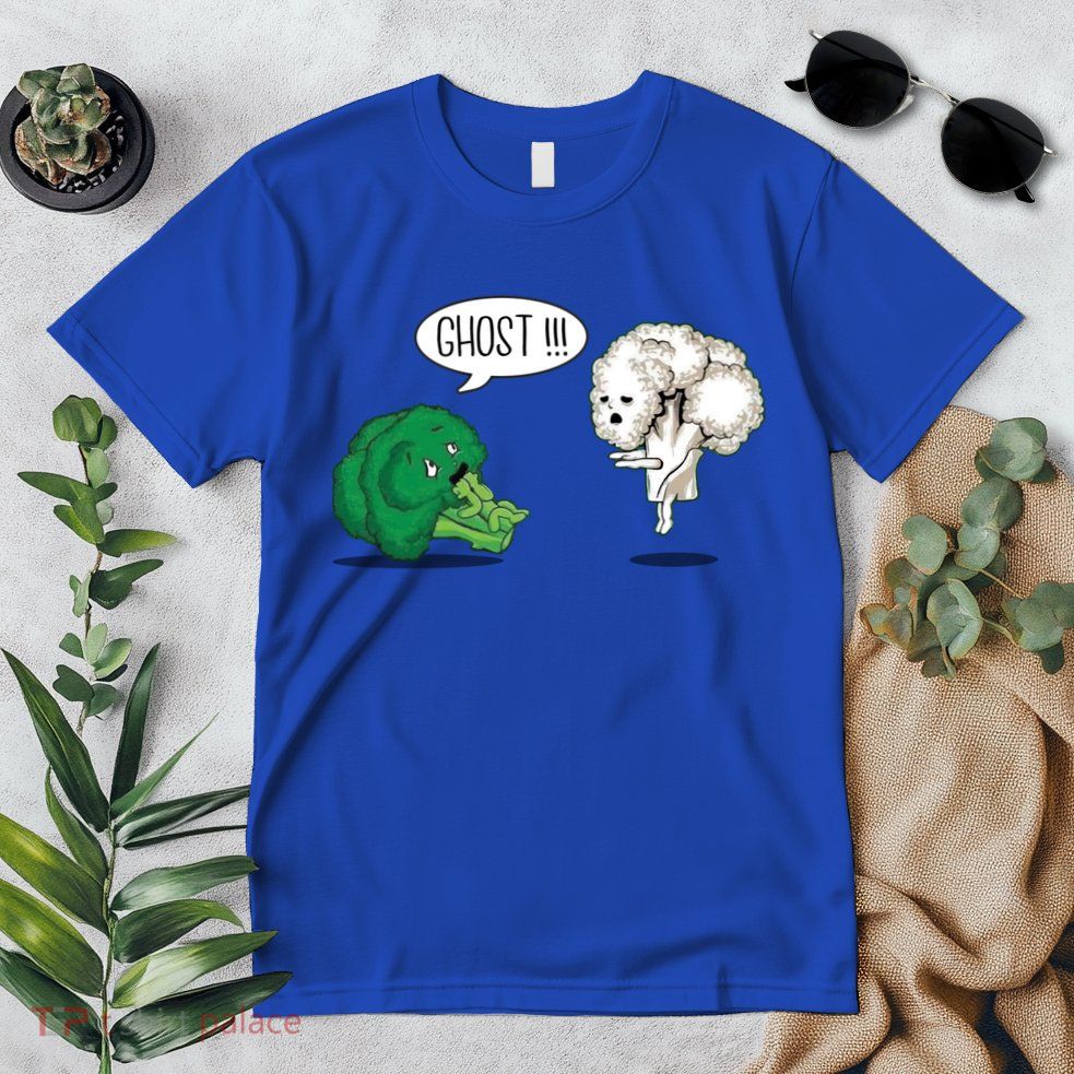 Funny Scared Broccoli By Ghost Cauliflower Funny Vegetarian Gift Premium T-Shirt