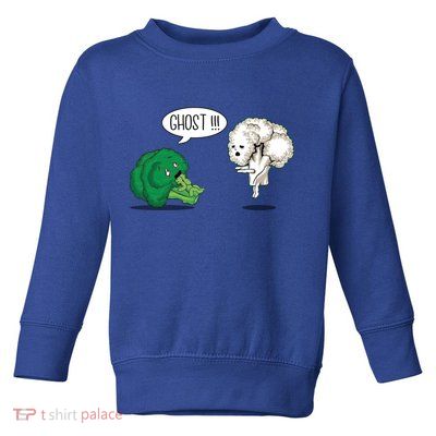 Funny Scared Broccoli By Ghost Cauliflower Funny Vegetarian Gift Toddler Sweatshirt