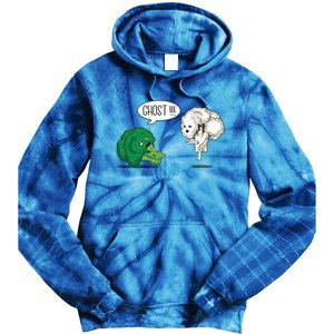 Funny Scared Broccoli By Ghost Cauliflower Funny Vegetarian Gift Tie Dye Hoodie