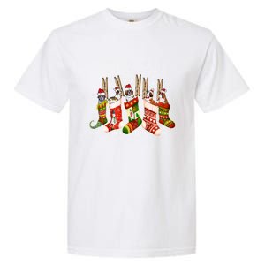 Funny Saint Bernard Dog In Christmas Sock Santa Hat Xmas Dog Cool Gift Garment-Dyed Heavyweight T-Shirt