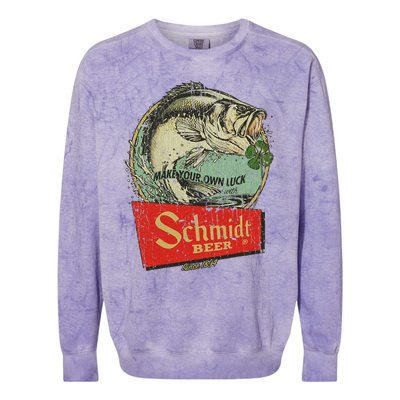 Fishing Schmidt Beer Make Your Own Luck 1894 Vintage Colorblast Crewneck Sweatshirt