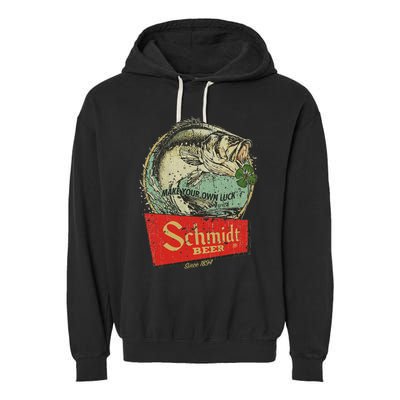 Fishing Schmidt Beer Make Your Own Luck 1894 Vintage Garment-Dyed Fleece Hoodie