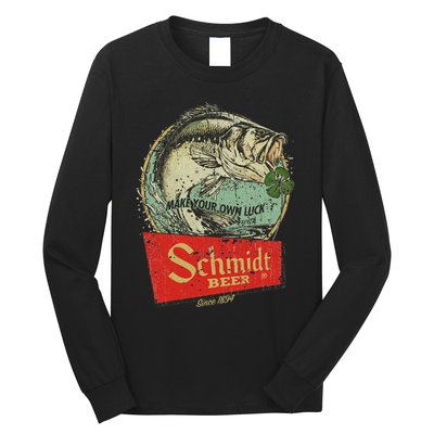 Fishing Schmidt Beer Make Your Own Luck 1894 Vintage Long Sleeve Shirt