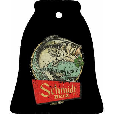 Fishing Schmidt Beer Make Your Own Luck 1894 Vintage Ceramic Bell Ornament