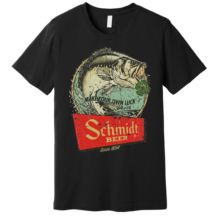 Fishing Schmidt Beer Make Your Own Luck 1894 Vintage Premium T-Shirt