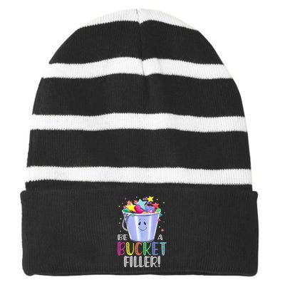 Funny School Back To School Be A Bucket Filler Striped Beanie with Solid Band