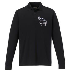 Fun Saying Born This Gay Lgbtqia2s Awareness And Support Gift Performance Long Sleeve Polo