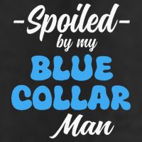funny Spoiled By My Blue Collar Manhusband wife girlfriend 7 Panel Mesh Trucker Snapback Hat