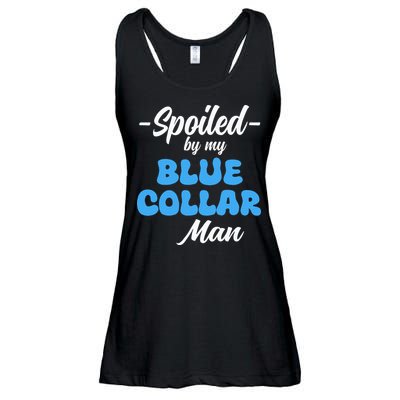 funny Spoiled By My Blue Collar Manhusband wife girlfriend Ladies Essential Flowy Tank