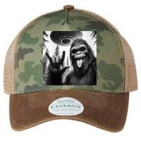 Funny Sasquatch Bigfoot Rock On Selfie With Ufo Alien Legacy Tie Dye Trucker Hat