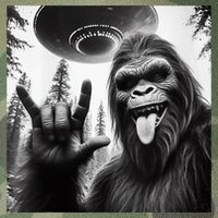 Funny Sasquatch Bigfoot Rock On Selfie With Ufo Alien Legacy Tie Dye Trucker Hat