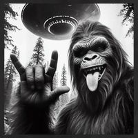 Funny Sasquatch Bigfoot Rock On Selfie With Ufo Alien Adult Drive Performance Visor