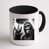 Funny Sasquatch Bigfoot Rock On Selfie With Ufo Alien Mug