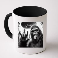 Funny Sasquatch Bigfoot Rock On Selfie With Ufo Alien Mug