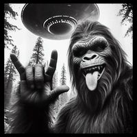 Funny Sasquatch Bigfoot Rock On Selfie With Ufo Alien Mug