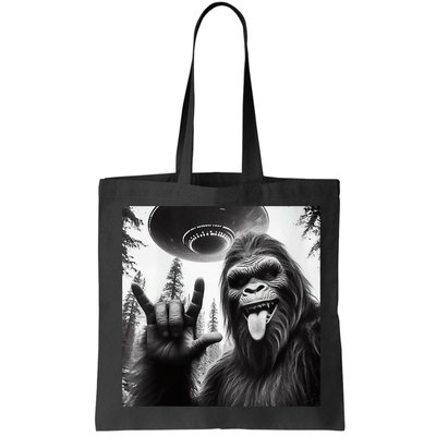 Funny Sasquatch Bigfoot Rock On Selfie With Ufo Alien Bag