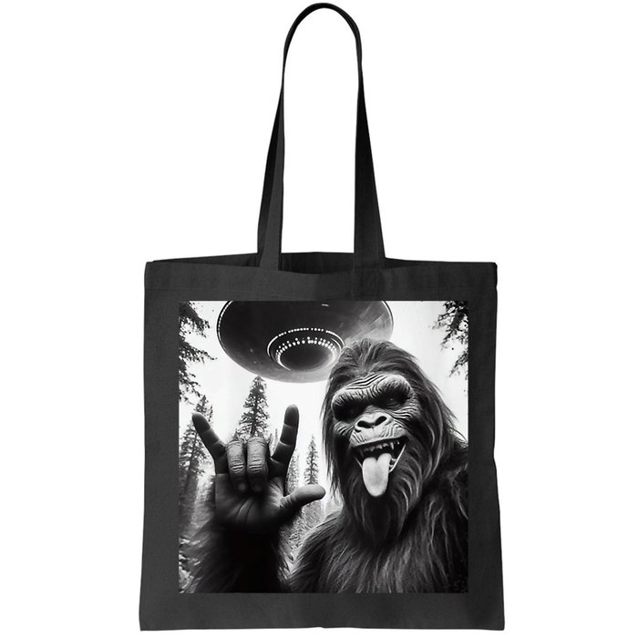Funny Sasquatch Bigfoot Rock On Selfie With Ufo Alien Bag