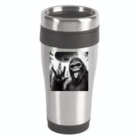 Funny Sasquatch Bigfoot Rock On Selfie With Ufo Alien 16oz Travel Tumbler