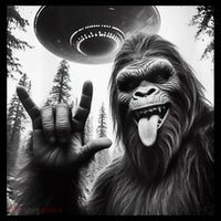 Funny Sasquatch Bigfoot Rock On Selfie With Ufo Alien Womens Tank Top