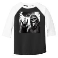 Funny Sasquatch Bigfoot Rock On Selfie With Ufo Alien Toddler Fine Jersey T-Shirt
