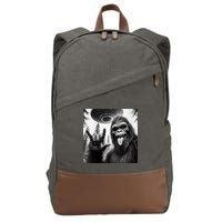 Funny Sasquatch Bigfoot Rock On Selfie With Ufo Alien Cotton Canvas Backpack
