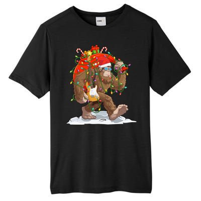 Funny Santa Bigfoot Christmas Lights Rock Sasquatch Believe Tall Fusion ChromaSoft Performance T-Shirt