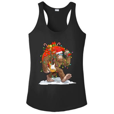 Funny Santa Bigfoot Christmas Lights Rock Sasquatch Believe Ladies PosiCharge Competitor Racerback Tank