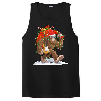 Funny Santa Bigfoot Christmas Lights Rock Sasquatch Believe PosiCharge Competitor Tank