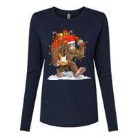 Funny Santa Bigfoot Christmas Lights Rock Sasquatch Believe Womens Cotton Relaxed Long Sleeve T-Shirt