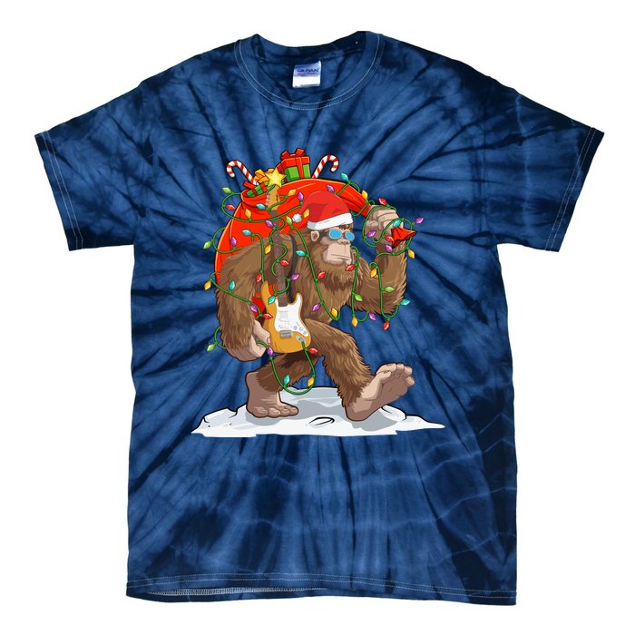 Funny Santa Bigfoot Christmas Lights Rock Sasquatch Believe Tie-Dye T-Shirt