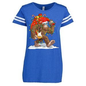 Funny Santa Bigfoot Christmas Lights Rock Sasquatch Believe Enza Ladies Jersey Football T-Shirt