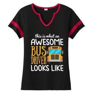 Funny School Bus Driver Gift | Awesome Bus Driver Ladies Halftime Notch Neck Tee