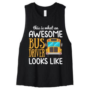 Funny School Bus Driver Gift | Awesome Bus Driver Women's Racerback Cropped Tank