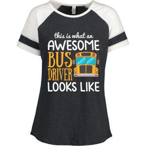 Funny School Bus Driver Gift | Awesome Bus Driver Enza Ladies Jersey Colorblock Tee